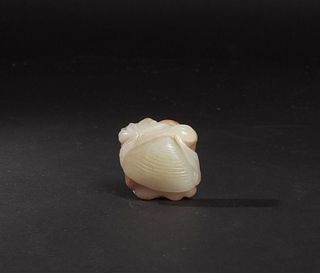Chinese Jade Lotus & Shell Carving, 18-19th Century