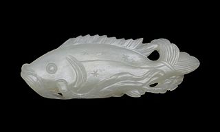 Chinese White Jade Fish Carving, Ming