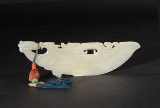 Chinese White Jade Carved Blade, Ming