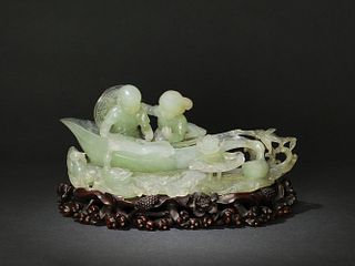 Chinese Jade Carving of Children, Cultural Rev