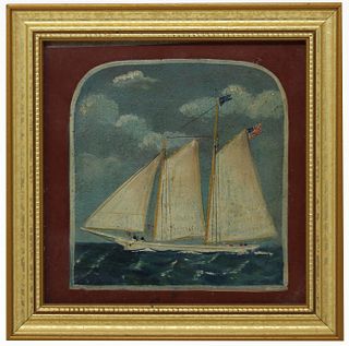 American School, 19th C. Yachting Painting