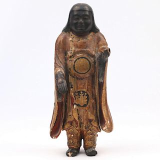 CHINESE CARVED & LACQUERED FIGURE