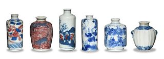 Six Chinese Porcelain Snuff Bottles, 18th-19th Century