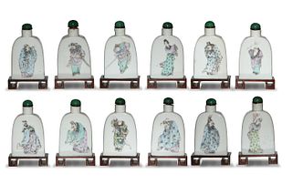 Set of 12 Snuff Bottles of Chinese Zodiac, 19th Century