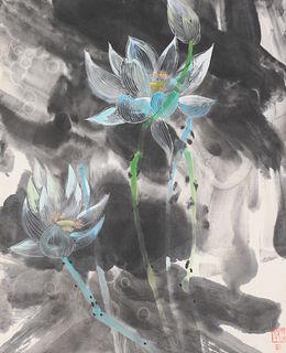 Painting of Lotus Flowers by Ding Shaoguang
