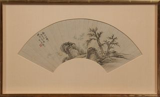 Chinese Landscape Fan Painting by Dai Chunshi