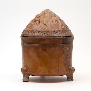 CHINESE AMBER-GLAZED ‘HILL’ JAR & COVER