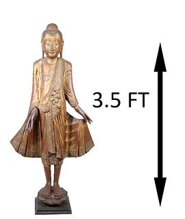 Indonesian Wood Carved Sukhothai Buddha