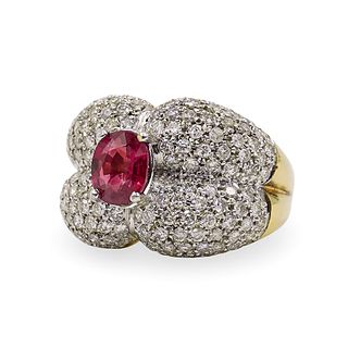 GIA 18k Gold, Ruby and Diamond Ring