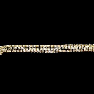14k Triple Toned Gold and Diamond Tennis Bracelet