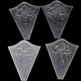 (4 Pc) Art Deco Frosted Glass Sconce Panels
