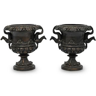 Pair of Bronze Handled Vases