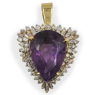 Amethyst and 14k Gold Pendant