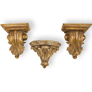 (3 Pc) Continental Giltwood Sconces
