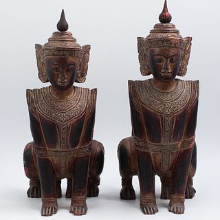 Pair of Shan Lacquered Wood Manok-Thi-Ha