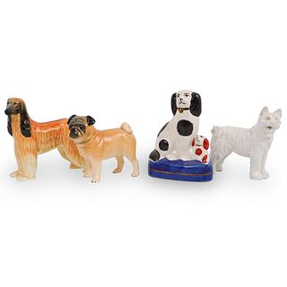(4 Pc) Continental Porcelain Dog Figurines