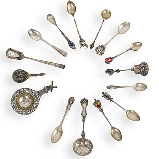 (15 Pc) Collection Of Continental Sterling Spoons