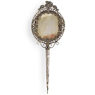 Victorian Silver Hand Held Mirror
