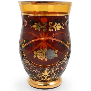 Antique Bohemian Cranberry Glass Vase