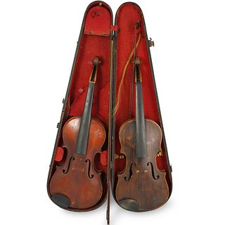 Two Antique Violins with Bows