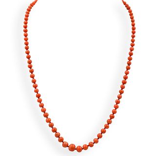 Sterling and Red Coral Necklace