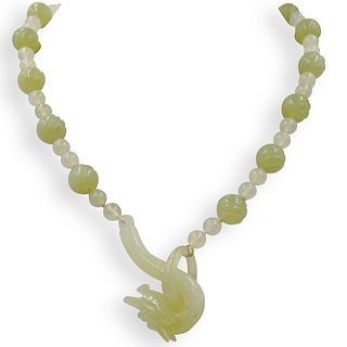 Hand Carved Jade Beaded Necklace