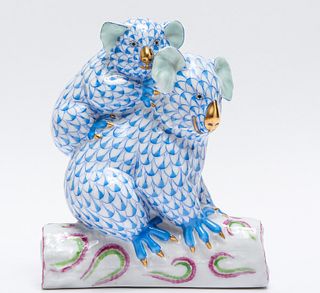 Herend "Koalas" Fishnet Porcelain Figure
