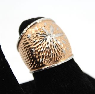 Italian 14K White Gold Ring With Rose Gold Wash