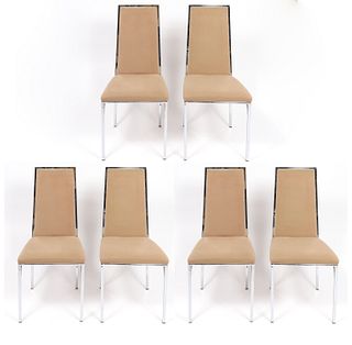 Milo Baughman Style Chrome Dining Chairs, 6