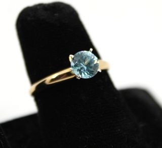 Modern 14K Yellow Gold And Faux Sapphire Ring