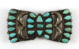 Vintage Native American Silver & Turquoise Buckle