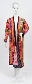 Ikat Caftan Robe, Cental Asian Textile