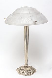 Sabino Attib. Art Deco Frosted Glass Table Lamp