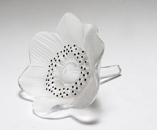 Lalique "Anemone" Frosted Art Glass Paperweight