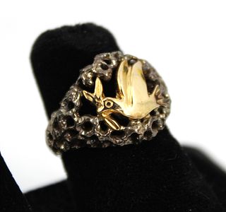 Modern 14K Gold And Silver "Dove Of Peace" Ring