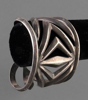 Mexican Sterling Silver Geometric Cuff Bracelet