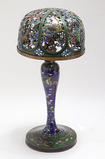 Chinese Cloisonne Enamel Pierced Shade Table Lamp