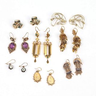 (16pc) 8 PAIRS OF 14K GOLD EARRINGS