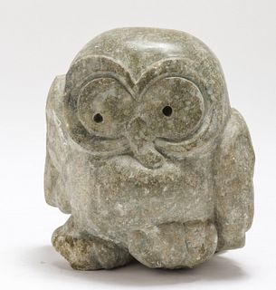 Modern Carved Hardstone Owl Sculpture