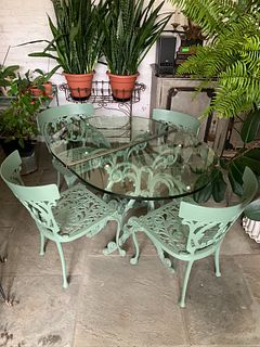 Cast Iron Garden Patio Oval Table & 4 Chairs