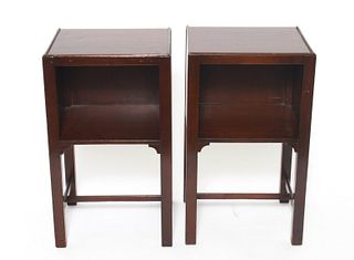 Petit Two-Tier Wood End Tables, Pair