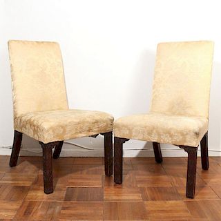 PAIR CHIPPENDALE-STYLE SLIPPER CHAIRS