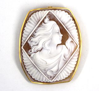 Cameo With 18K Gold Pendant / Brooch Frame
