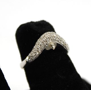 14K White Gold Pave Diamond Guard Ring
