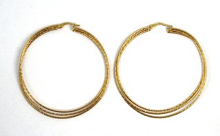 Vintage Mid-Century Modern 18K Hoop Earrings