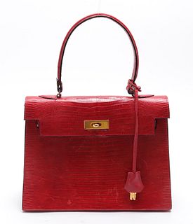 Hermes Kelly Inspired Faux Lizard Handbag