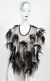 Lee Menichetti Vintage Lace & Feather Shawl