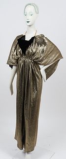 Bill Blass Metallic Silk & Velvet Halter Dress