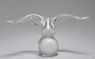 Steuben Art Glass Eagle on Sphere Sculpture