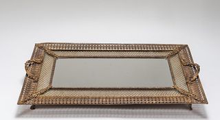 Ornate Brass & Mirror Vanity Tray